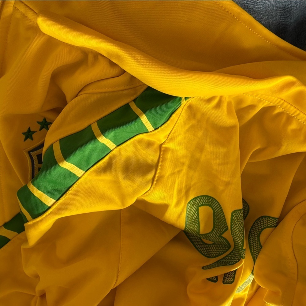Nike Jacket Soccer Brazil World cup official Men S Yellow removable hoodie - Picture 15 of 16